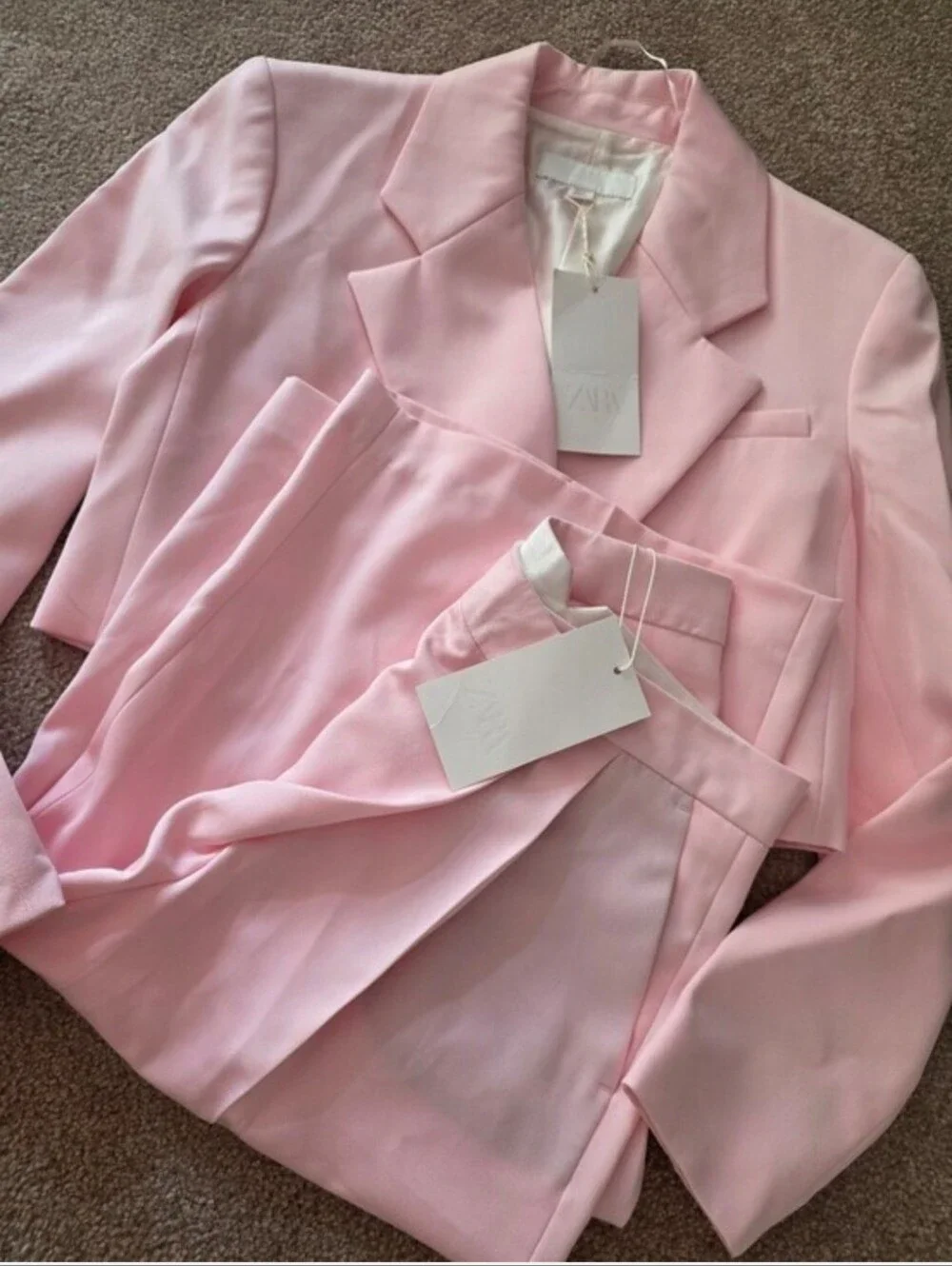 Zara Set 2 Pc Blazer & Pleated Shorts Pink Size M/L